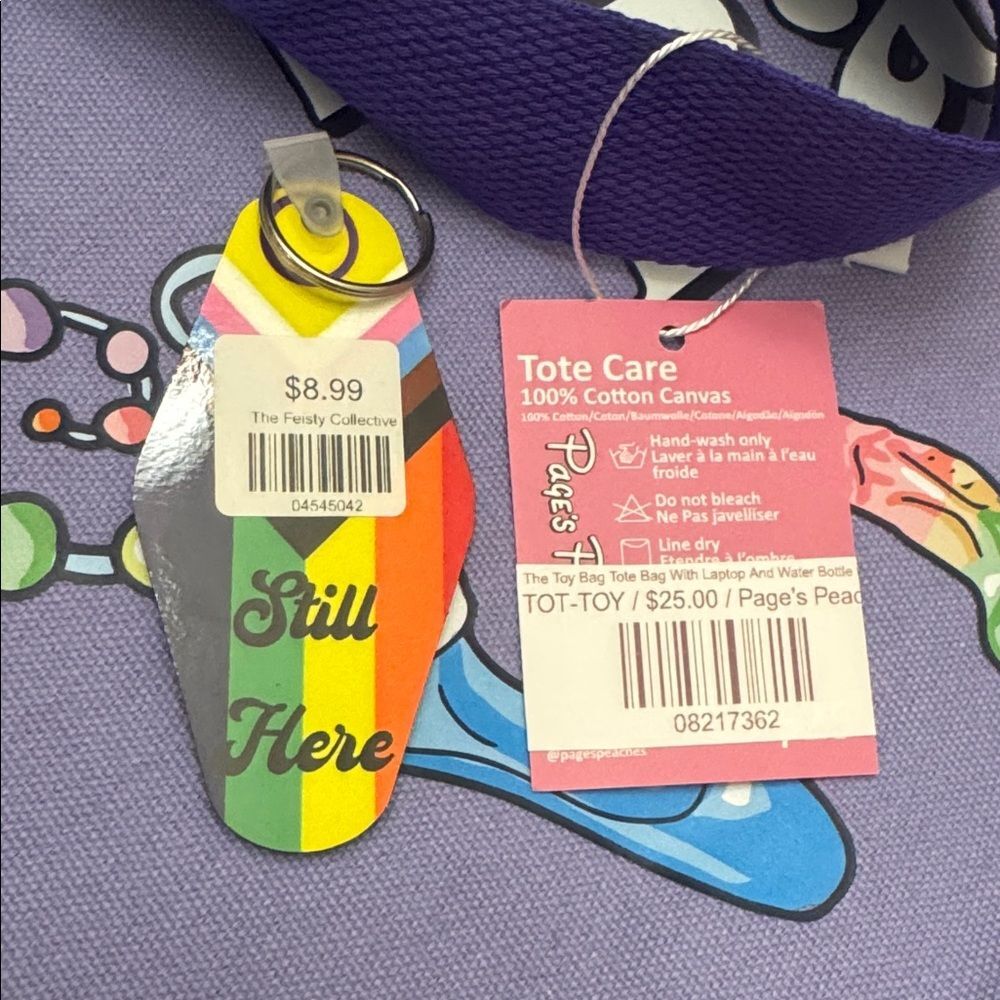 NWT Purple Adult Toy Bag with Fun Graphics & Keychain - Picture 8 of 8